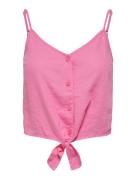 Only Onlcaro strap linen blend knot top -