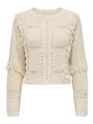 Only Rsa life ls fringe o-neck cc kn beige