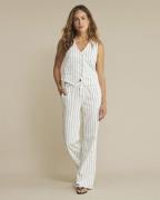 Red Button Linen stripe