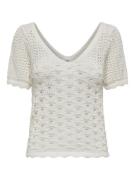Only Onlbecca life ss v-neck top knt off-white