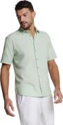 No Excess Shirt short sleeve solid with linen mint