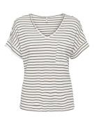 Only Onliben ss moster v-neck glitter t ecru dessin