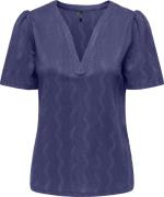 Only Onldia s/s v-neck pleat top cs jrs skipper blue
