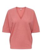 Only Onlivy ss glitter v-neck top cs jr koraal