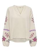 Only Onlblake life ls emb shirt wvn beige