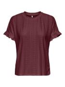 Only Onlsmilla ss frill mix top cs jrs bordeaux