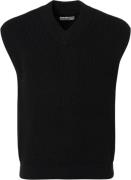 No Excess Spencer v-neck relief rib jacquard black