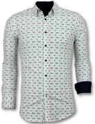 Tony Backer Overhemden slim fit tetris motief hemd