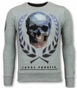 Local Fanatic Doodskop trui skull rhinestone sweater